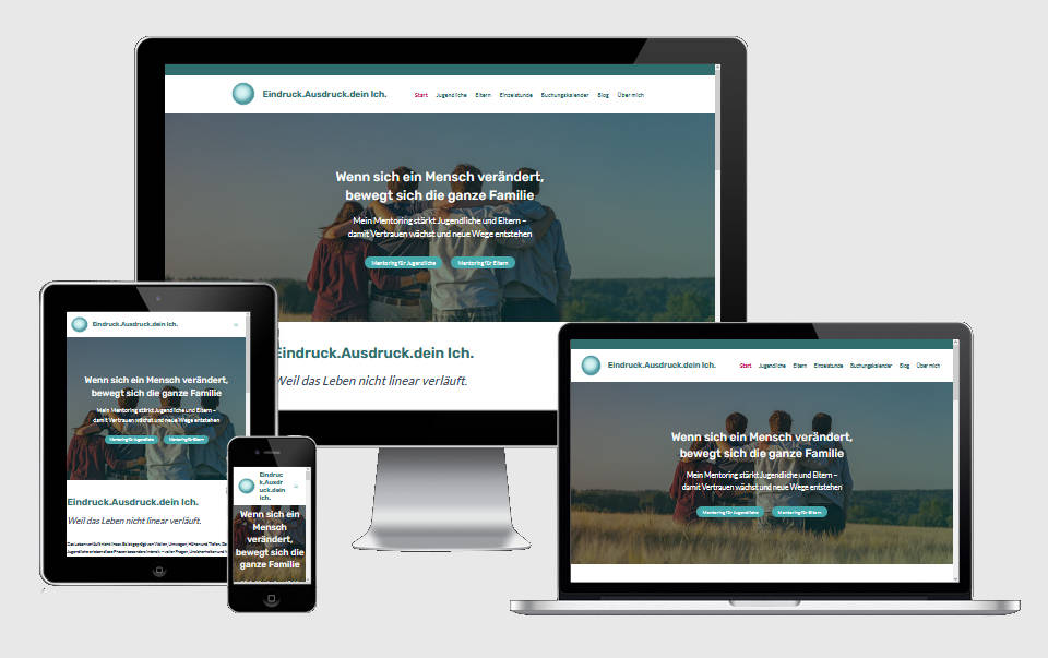 Ansicht Webseite auf verschiedenen Bildschirmen