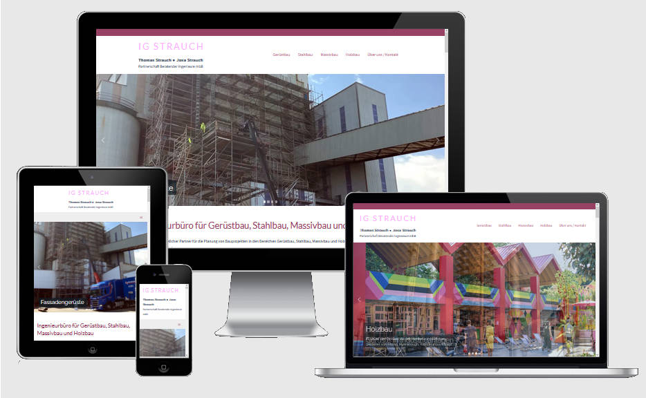 Ansicht Webseite auf verschiedenen Bildschirmen