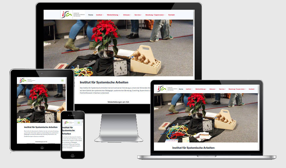 Ansicht Webseite auf verschiedenen Bildschirmen