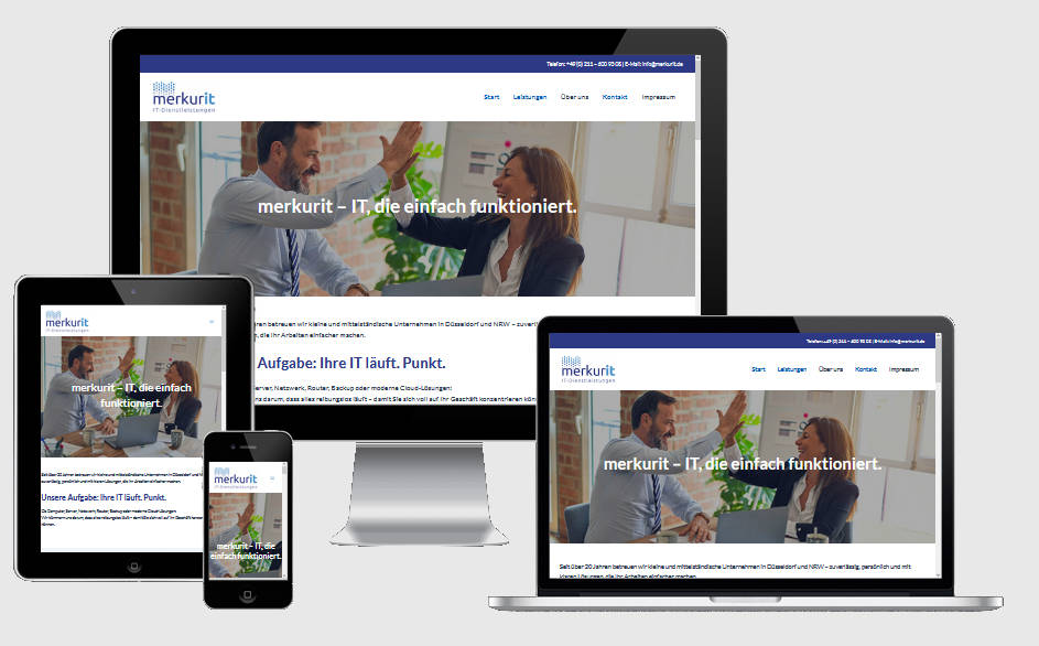 Ansicht Webseite auf verschiedenen Bildschirmen